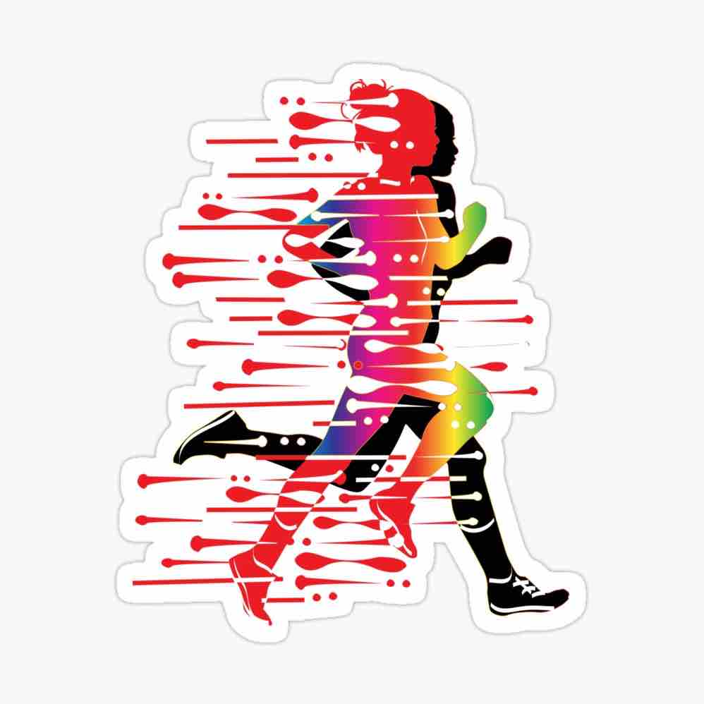 I Track and Field athletics sports gear athlete running sticker design art accessories decal laptop water bottle hydro flask Sticker run sports gear workout fitness motivational motivation colorful women’s distance running long  compete competitive competition graphic