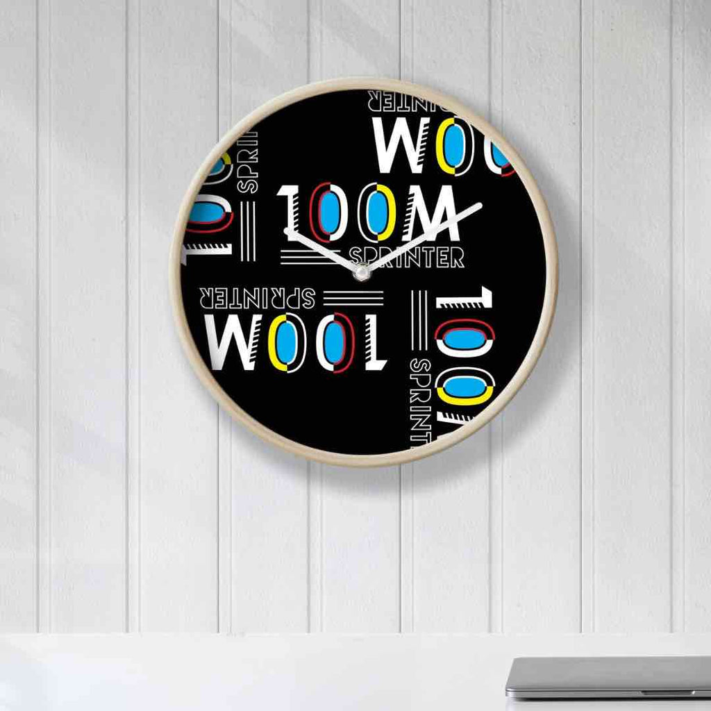 I track and field Athletics  clock with the 100 meter Sprinter design art school supplies clocks home decor  gear sports running black interior time accents home 