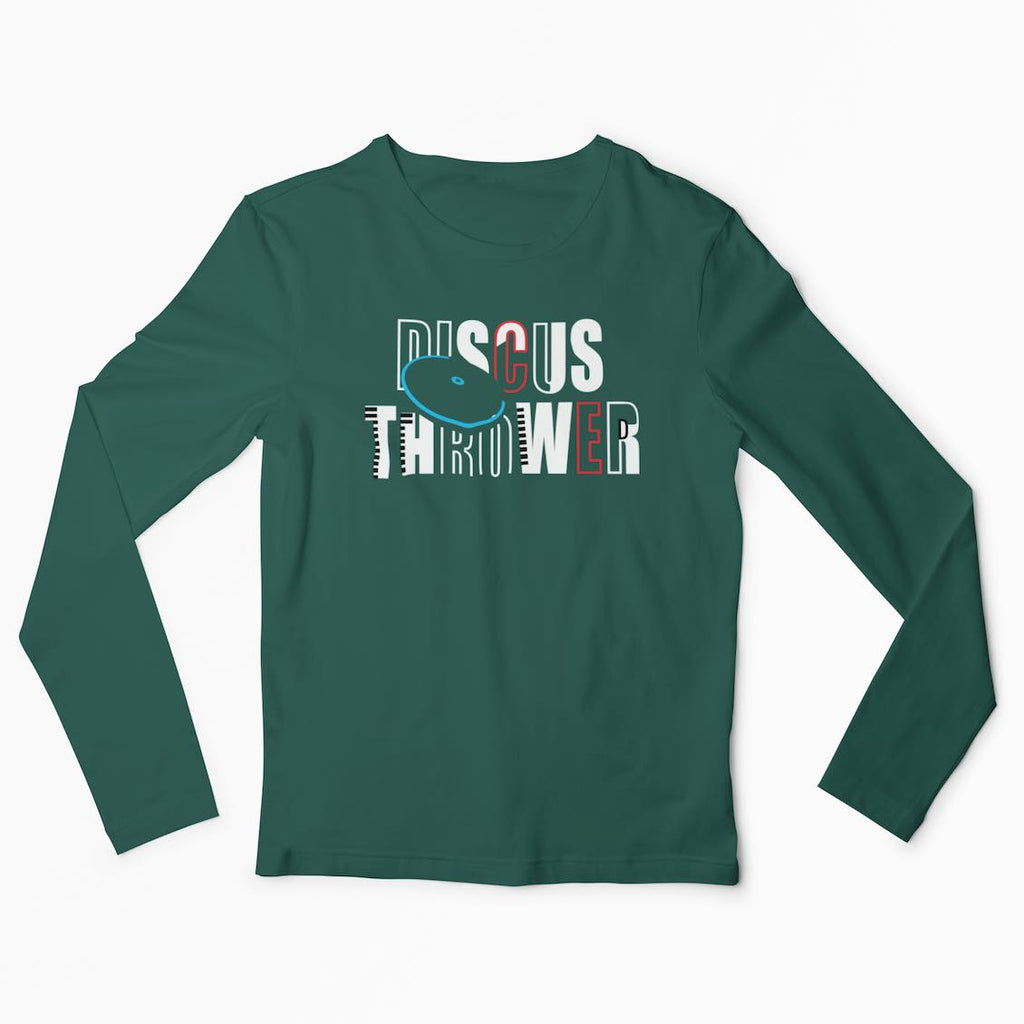 I Track And Field Women’s apparel men’s apparel T-shirt unisex loungewear fitness gear sportswear green discus thrower clothing clothes shirts tops active wear long sleeve