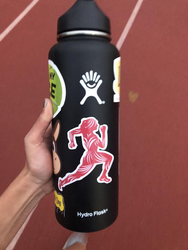 I Track and Field Sticker - art design running athletics accessories decal graphic Female sprinter speed water bottle Sticker woman empowerment
