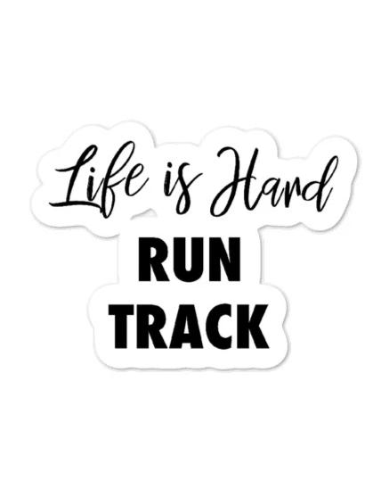 I Track and Field athletics sports gear athlete running sticker design art accessories decal laptop water bottle hydro flask Sticker run sports gear workout fitness motivational motivation state law move over for faster athletes speed compete competitive competition life is hard run track black 