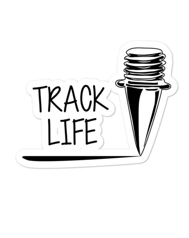 I Track and Field athletics sports gear athlete running sticker design art accessories decal laptop water bottle hydro flask Sticker run sports gear workout fitness motivational motivation state law move over for faster athletes speed compete competitive competition graphic track life spike sprinter long distance 