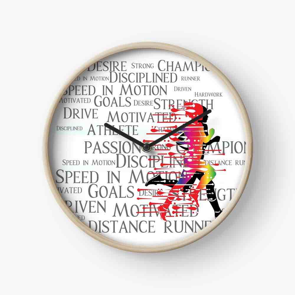 I track and field Athletics clock motivational motivation  design art school supplies clocks home decor gear sports running white  interior time accents home house graphic distance 