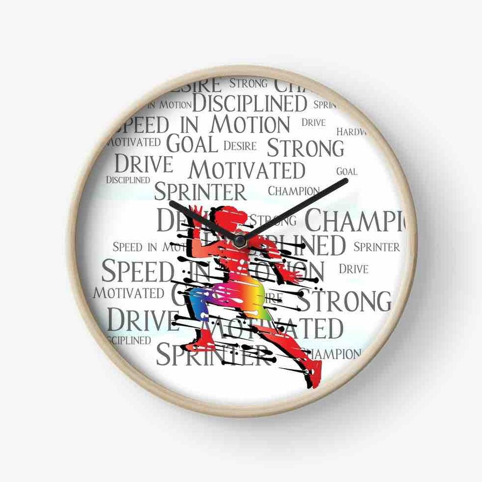 I track and field Athletics clock motivational motivation design art school supplies clocks home decor gear sports running white interior time accents home house graphic Sprinter 