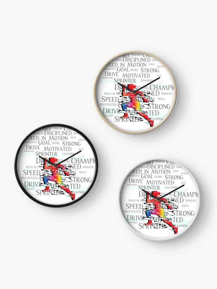 I track and field Athletics clock motivational motivation design art school supplies clocks home decor gear sports running white interior time accents home house graphic Sprinter