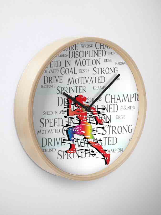 I track and field Athletics clock motivational motivation design art school supplies clocks home decor gear sports running white interior time accents home house graphic Sprinter