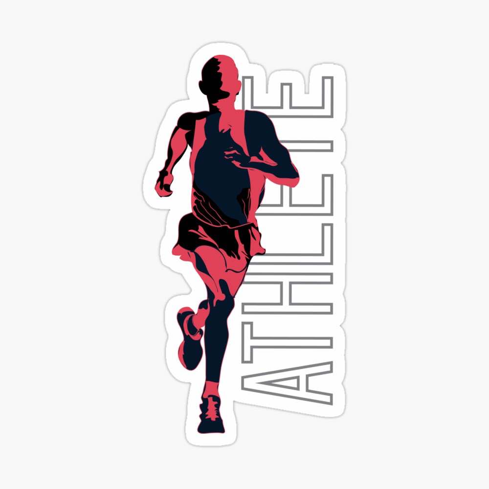 I Track and Field athletics sports gear athlete running sticker design art accessories decal laptop water bottle hydro flask Sticker run sports gear workout fitness motivational motivation men’s distance runner long distance  red black race graphic