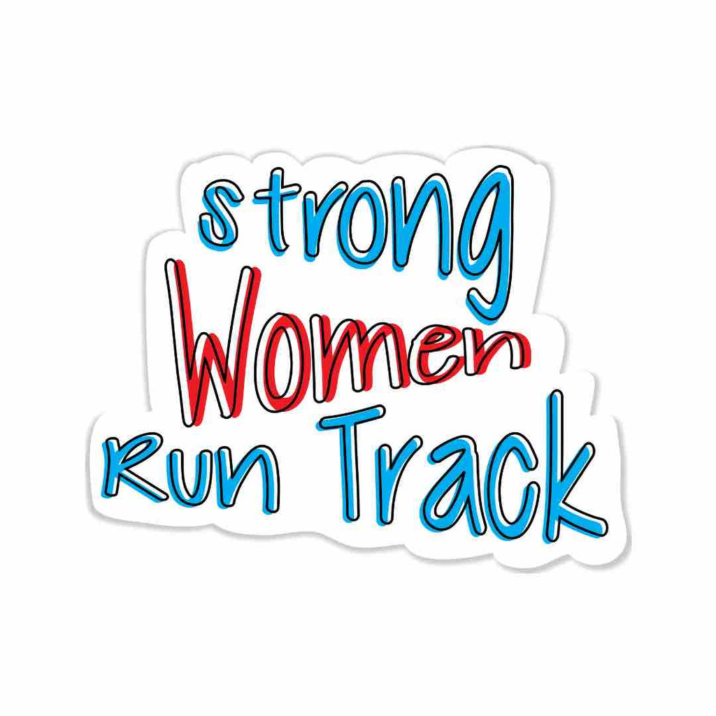 I Track and Field athletics sports gear athlete running sticker design art accessories decal laptop water bottle hydro flask Sticker run sports gear workout fitness motivational motivation state law move over for faster athletes speed compete competitive competition graphic strong women run track female feminist feminism red blue 