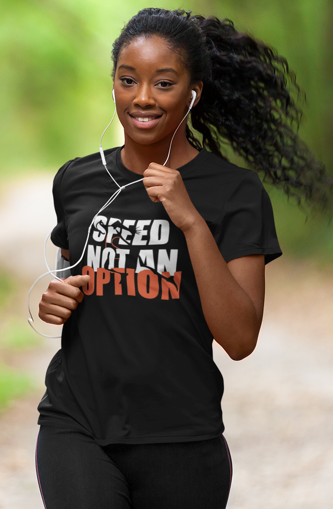 I Track And Field Women’s apparel men’s apparel T-shirt unisex loungewear fitness gear sportswear black athlete clothing clothes shirts tops active wear short sleeve speed is not an option graphic tee