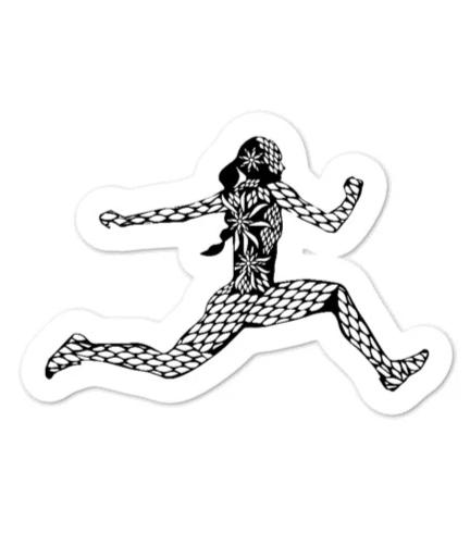 I Track and Field Sticker - art design running field events athletics accessories athlete hurdler hurdles sprinter distance thrower jumper jumps high jump water bottle laptop Track Sticker sports- Female athlete triple jump illustration - Track Stickers Die cut sticker